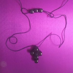 Shungite Pendant Cross, 9 Bead, EMF Protection